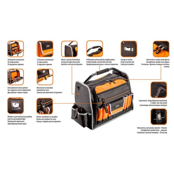 Geanta scule, cu maner, max 25 kg, 47x26x39 cm, NEO - imagine 2