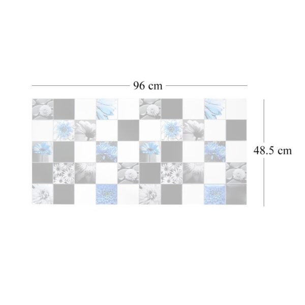 Panou decorativ, PVC, model floral, alb, negru si albastru, 96x48.5 cm - imagine 3