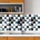 Panou decorativ, PVC, model floral, alb, negru si albastru, 96x48.5 cm - imagine 5
