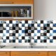 Panou decorativ, PVC, model floral, alb, negru si albastru, 96x48.5 cm - imagine 4