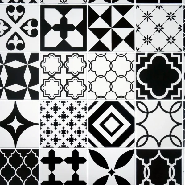 Panou decorativ, PVC, model mozaic, alb si negru, 96x48.5cm - imagine 7