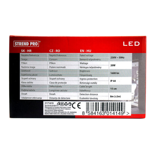 Proiector lucru, LED, cu senzor, 20 W, 1600 lm, IP44, Strend Pro - imagine 5