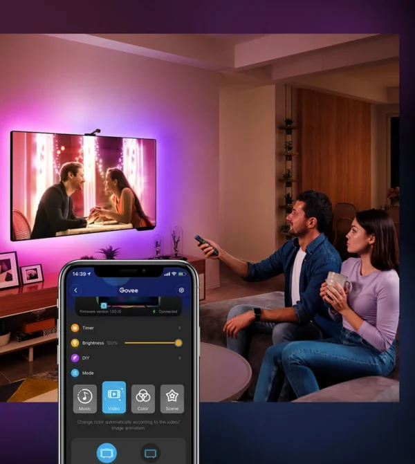 Banda LED TV Govee Immersion Wi-Fi TV RGBIC, Camera ColorSense 1080p HD, 3.8 m - imagine 20