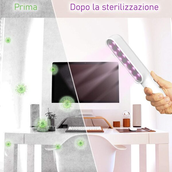 Lampa germicida portabila UV-C Multi LED, PurpleGlow 7W, New Generation, cu acumulator - imagine 9