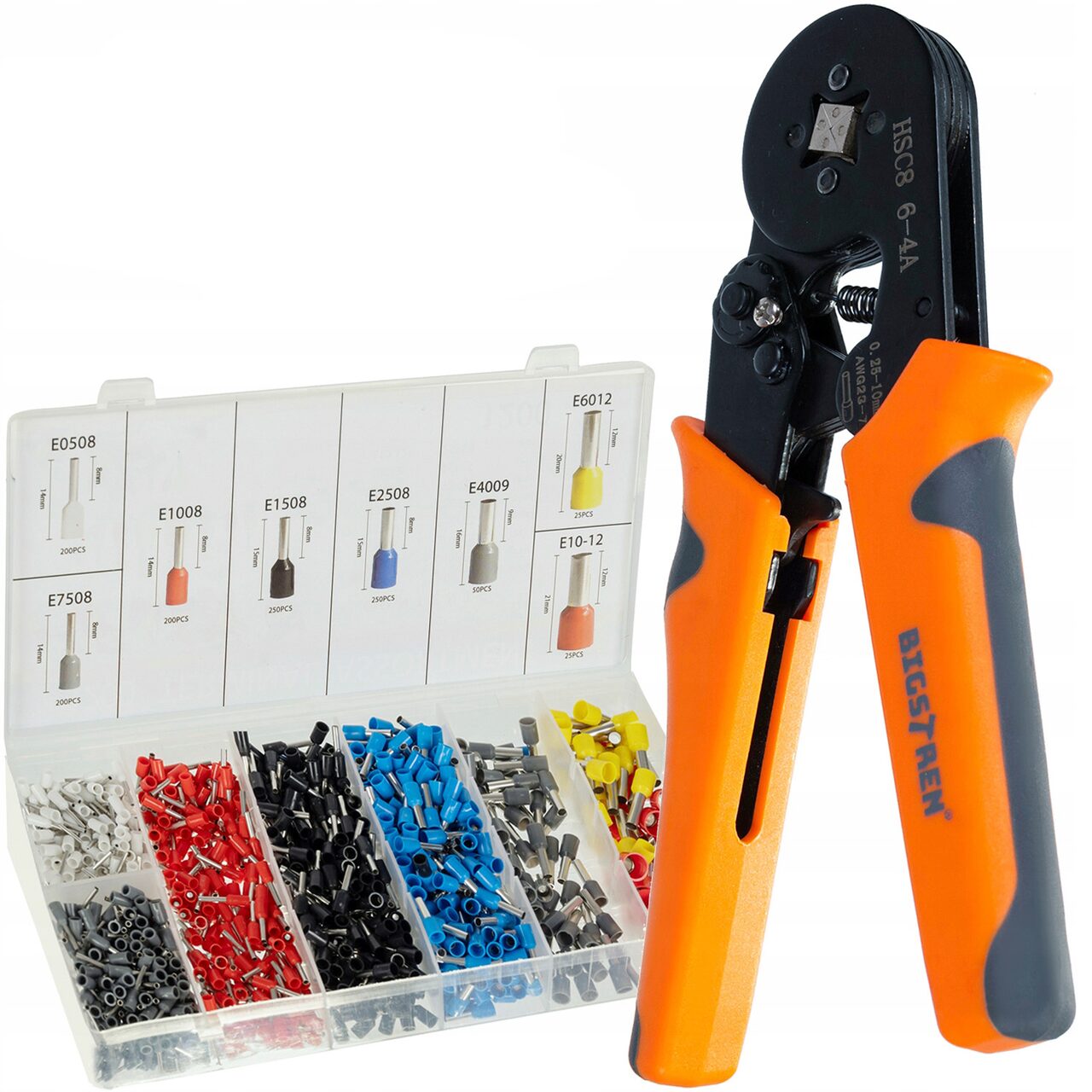 99401688_big.jpg Cleste de sertizare, 0.25-10 mm, cu set de pini terminali 0.5-10 mm2, 1200 buc - imagine 1
