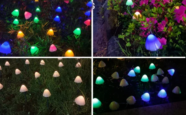 Set 30 lampi solare LED Rovo 01-RGB, ciupercute, lumina multicolora, 6.5m, 8 moduri - imagine 8