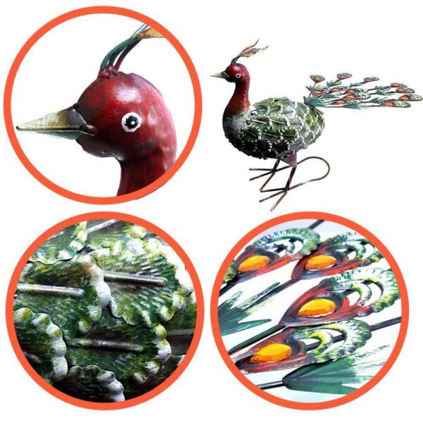 Decoratiune gradina, metalica, paun verde, 23x62x43 cm - imagine 4