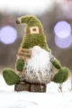 Decoratiune Craciun, pitic cu barba, verde, 38 cm - imagine 3