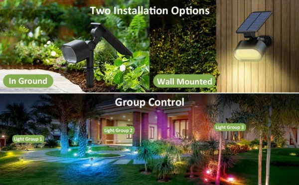 Set 2 lampi solare Novostella RGB Inteligente, Bluetooth, Control Aplicatie, sincronizare muzica, Senzor amurg, Panou reglabil - imagine 8