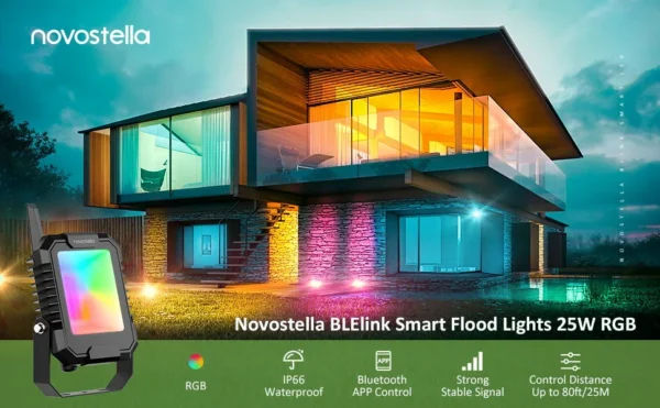 Set 2 proiectoare Smart LED RGB Novostella, BT Mesh, Alexa, Google , 25W, Sincronizare muzica, Exterior IP66 waterproof, Tuya / Smart Life - imagine 12