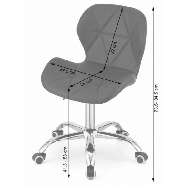 Scaun de birou, Artool, Avola, rotativ, piele ecologica, alb, 53.5x55.5x73.5-84.5 cm - imagine 5