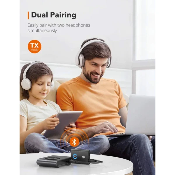 Adaptor Bluetooth Transmitator si Receptor Audio 2 in 1 TaoTronics TT-BA015, Bluetooth 5.0, conectare 2 casti simultan - imagine 3