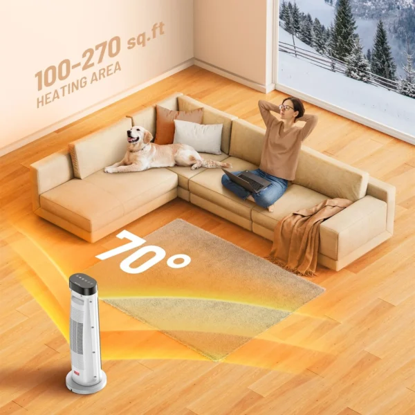 Aeroterma Ceramica TaoTronics TT-HE018, 2000W, 3 moduri incalzire, Telecomanda, Control Touch - imagine 3
