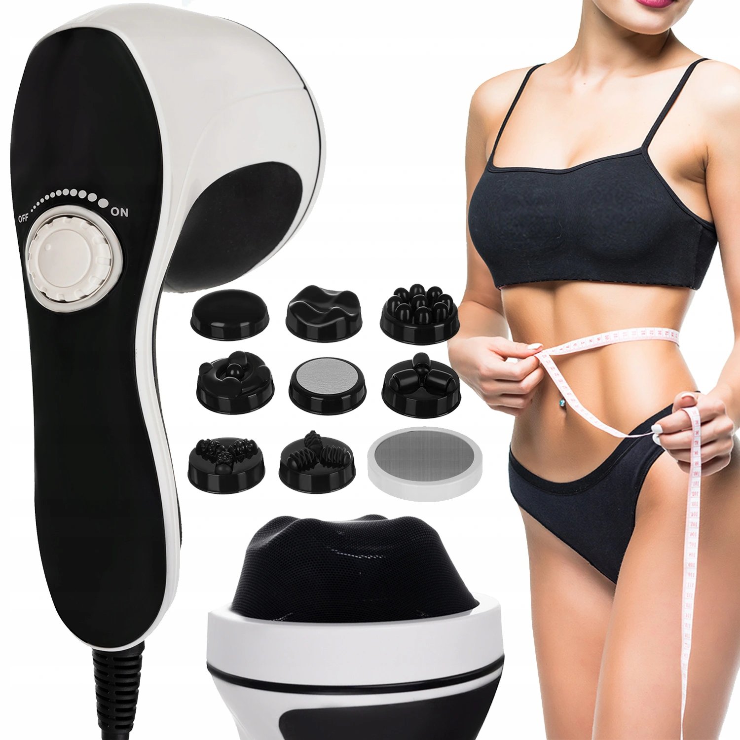 Aparat de masaj multifunctional cu infrarosu slabire si relaxare 9 accesorii albnegru 9