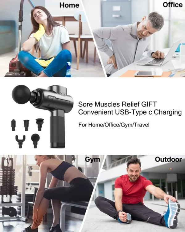 Aparat de masaj profesional Gun Renpho R3, 5 capete interschimbabile, 5 trepte de viteza - imagine 4