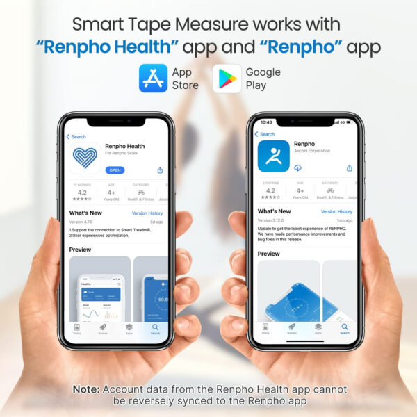 Aparat de masurat inteligent pentru circumferinta corpului Renpho, banda de masurare Bluetooth pentru masurarea dimensiunilor corpului - imagine 3