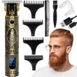 Aparat de tuns si barbierit Trimmer Vintage multifunctional, acumulator, 3 capete interschimbabile, Negru/Auriu