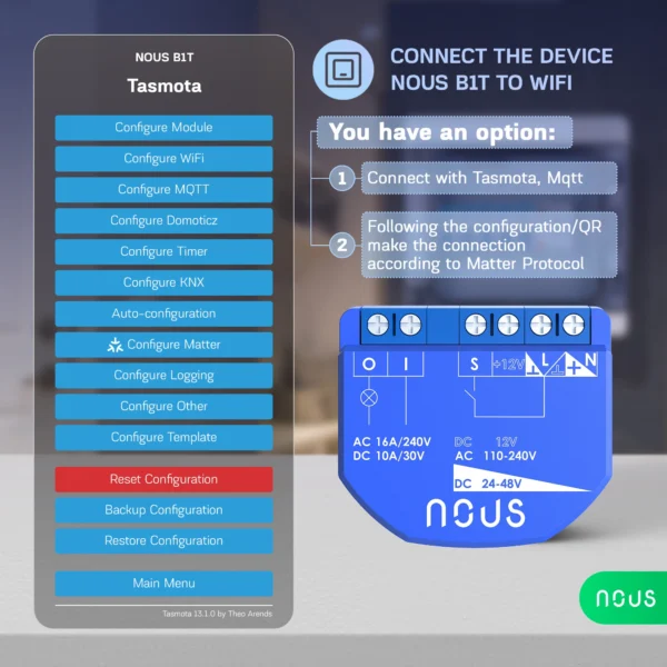Releu wireless Nous B1T, 16A, Tasmota, Matter - 1 canal, ESP32 - imagine 8
