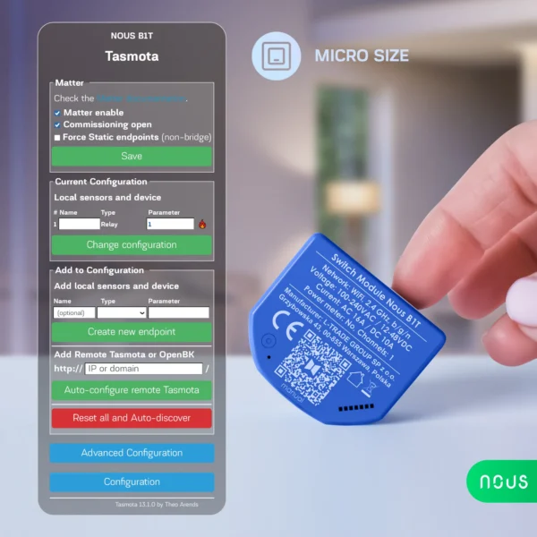 Releu wireless Nous B1T, 16A, Tasmota, Matter - 1 canal, ESP32 - imagine 10