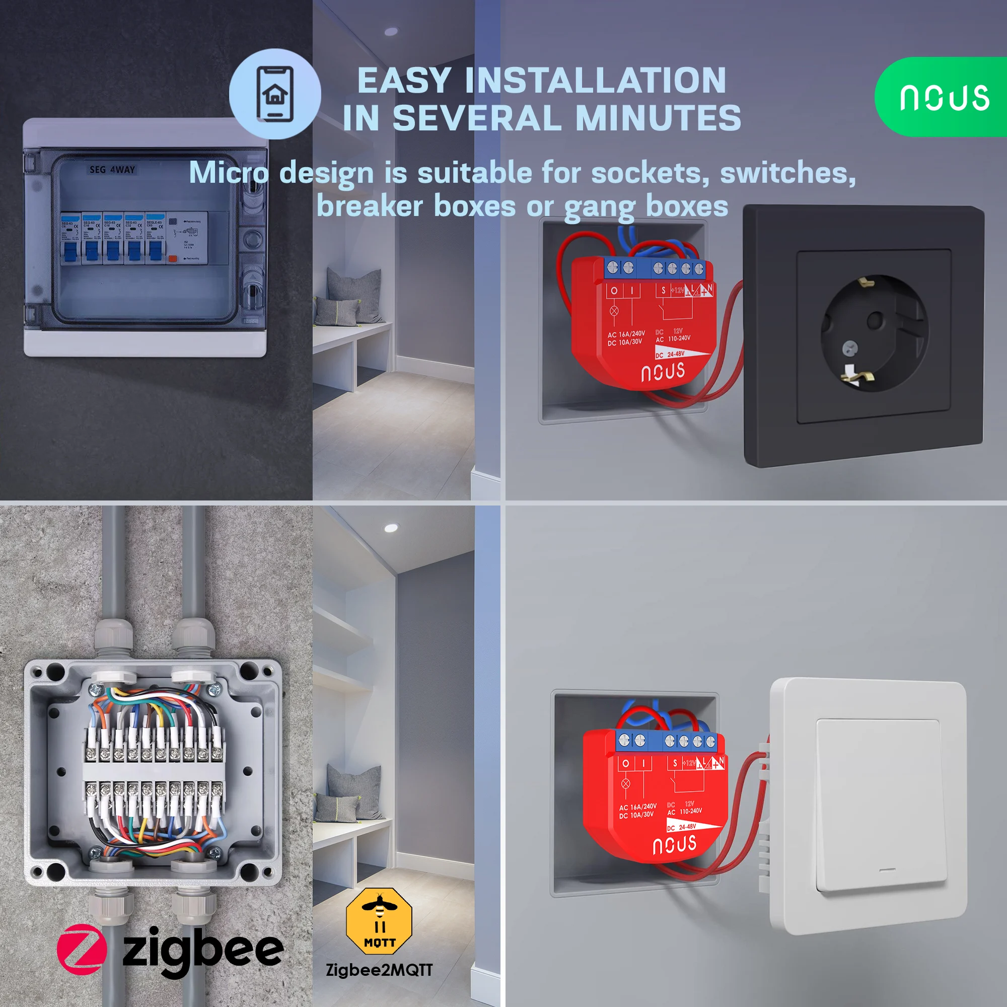 Releu inteligent Nous B1Z, 16A, ZigBee, 1 canal 2 Releu inteligent Nous B1Z, 16A, ZigBee, 1 canal