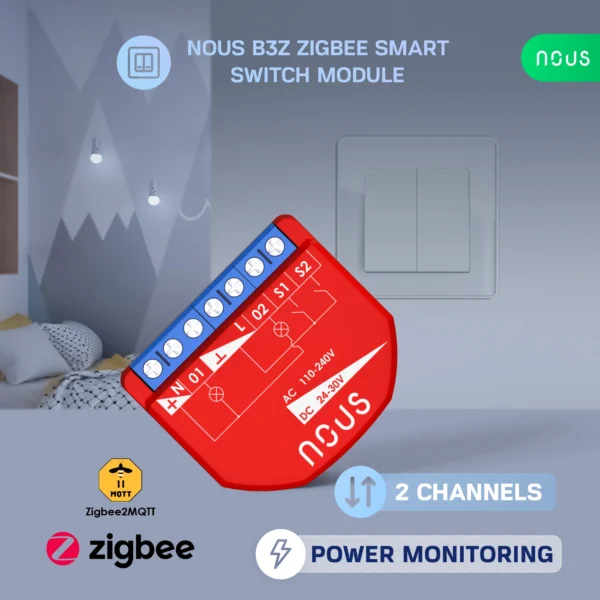 Releu inteligent Nous B3Z, 16A, ZigBee, 2 canal PM, Monitorizare energie - imagine 10