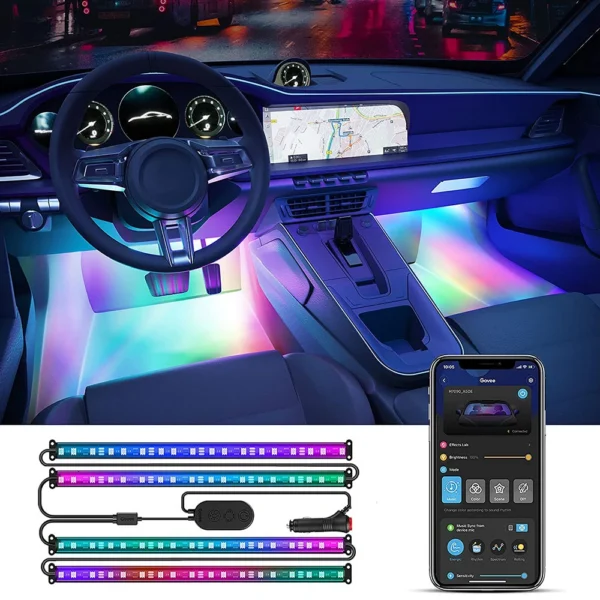 Banda LED Auto Govee H7090 RGBIC, Sincronizare Muzica, Control App, Telecomanda, 30 de scene - imagine 1