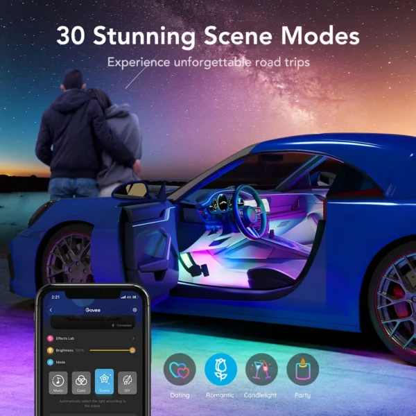 Banda LED Auto Govee H7090 RGBIC, Sincronizare Muzica, Control App, Telecomanda, 30 de scene - imagine 4