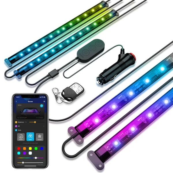 Banda LED Auto Govee H7090 RGBIC, Sincronizare Muzica, Control App, Telecomanda, 30 de scene - imagine 6