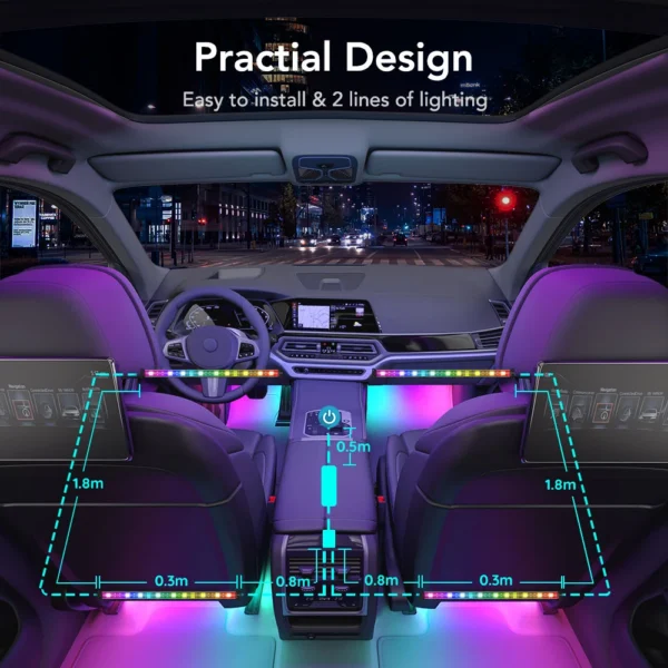 Banda LED Auto Govee H7090 RGBIC, Sincronizare Muzica, Control App, Telecomanda, 30 de scene - imagine 7