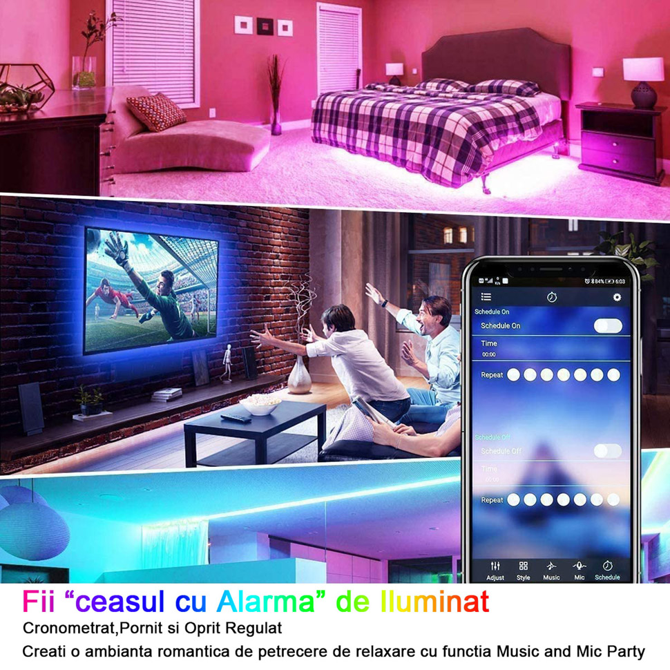 Banda LED Color RGB 10 m Bluetooth Control App 1