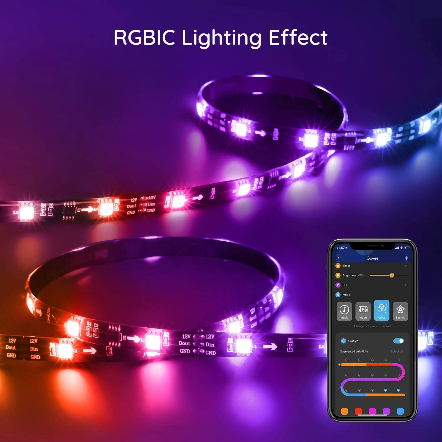 Banda LED Govee DreamView T1 TV Backlight Wi Fi RGBIC Camera ColorSense 1080p HD 75 85 inch 5 1