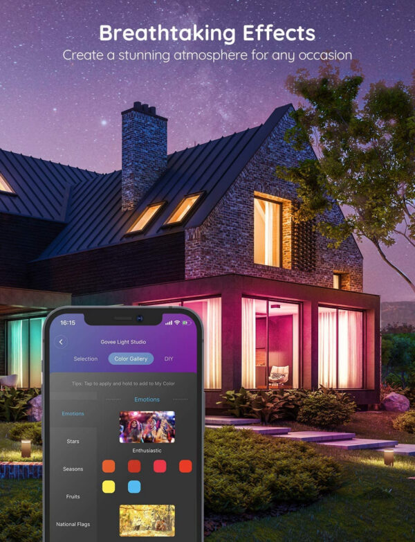 Banda LED Govee H6154 RGB, Sincronizare Muzica, Wifi si Bluetooth 15m, Telecomanda, Alexa , Google Asistant - imagine 9