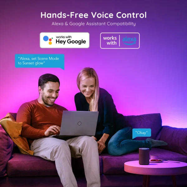 Banda LED Govee H618C RGBIC, 10m, Sincronizare Muzica, Wifi si Bluetooth, Alexa , Google Asistant - imagine 4