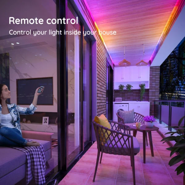 Banda LED Govee Phantasy PRO, RGBIC, Waterproof, Sincronizare Muzica, Wifi, 10m, Exterior, Telecomanda. Control aplicatie - imagine 9