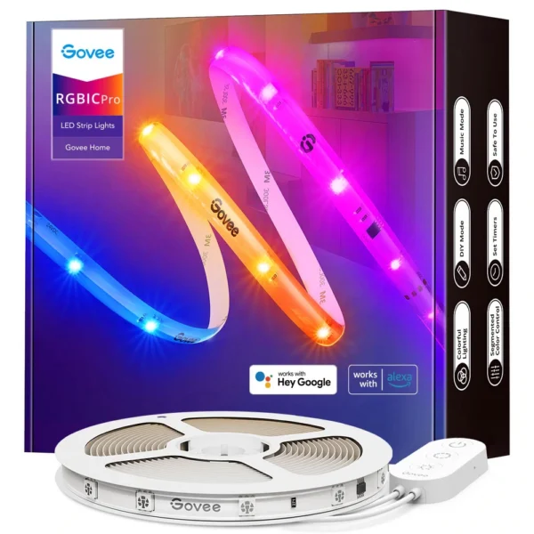 Banda LED Govee RGBIC Pro H619C, 10m, Sincronizare Muzica, Wifi si Bluetooth, Alexa , Google Asistant, strat protector - imagine 3