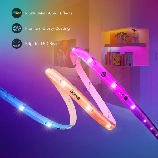 Banda LED Govee RGBIC Pro H619C, 10m, Sincronizare Muzica, Wifi si Bluetooth, Alexa , Google Asistant, strat protector - imagine 5