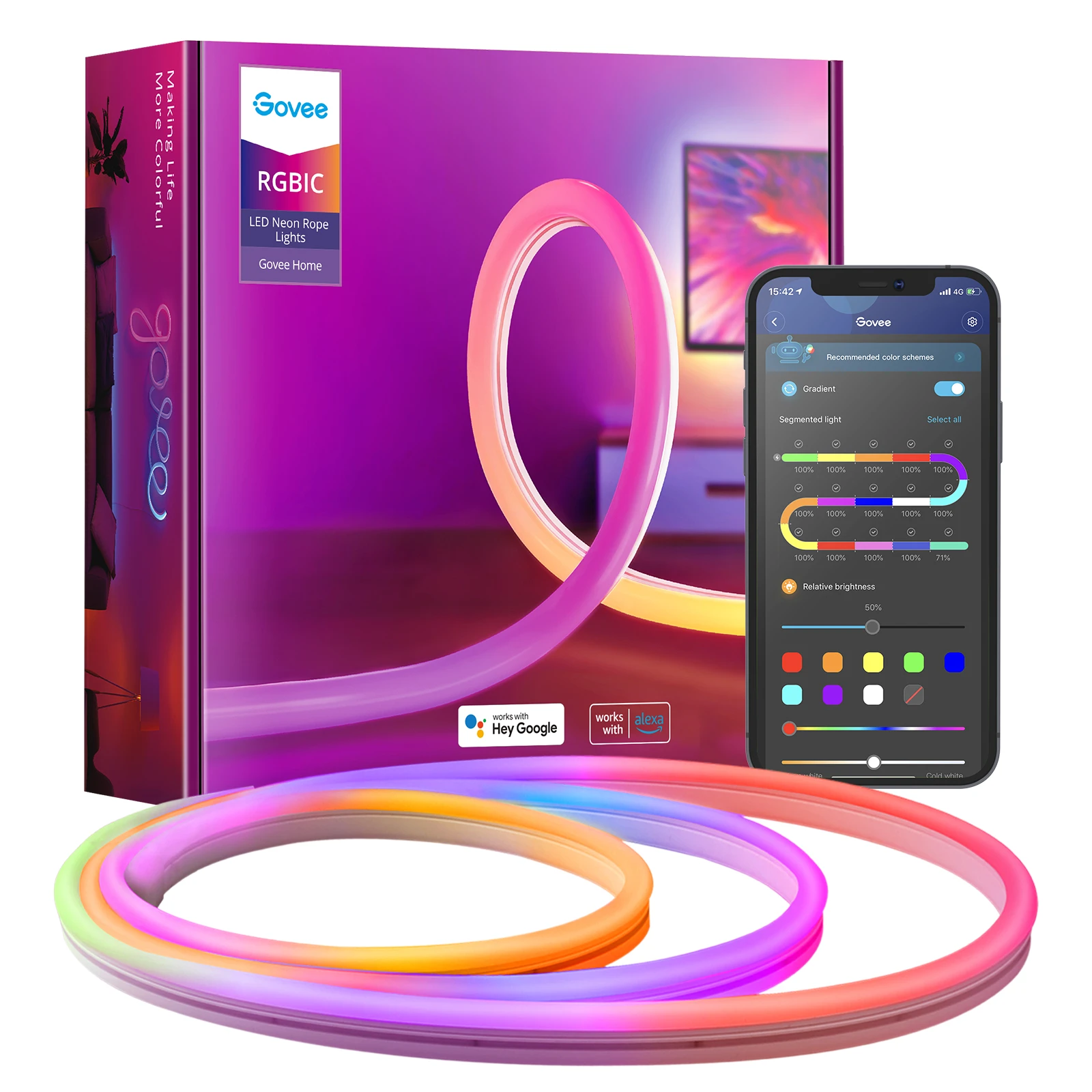Banda-LED-Neon-Govee-H61A0-RGBIC-Inteligenta-Sincronizare-Muzica-Wifi-3m-IP67-Alexa-Google-Asistant-7.webp Banda LED Neon Govee H61A0 RGBIC, Inteligenta, Sincronizare Muzica, Wifi, 3m, IP67, Alexa , Google Asistant - imagine 1