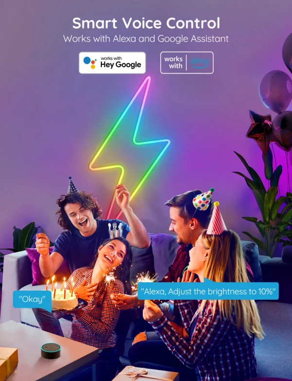 Banda LED Neon Govee H61A2 RGBIC, Inteligenta, Sincronizare Muzica, Wifi, 5m, Waterproof IP67, Alexa, Google Asistant - imagine 13