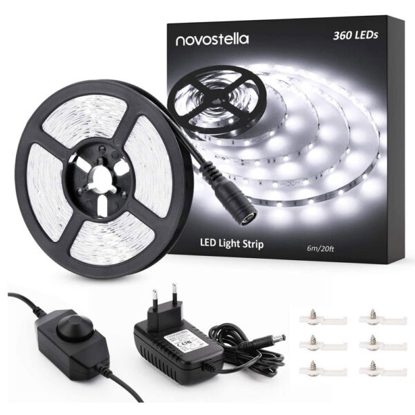 Banda LED Novostella 6 m, 360 Leduri Lumina alb rece, Dimmer 6000K - imagine 1
