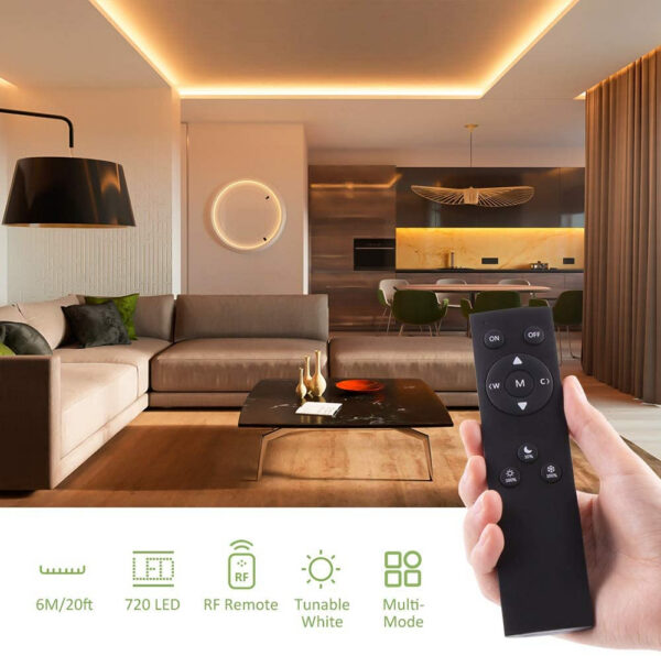 Banda LED Novostella 6m, 720 Leduri, Dimmer, Culoare lumina reglabila Alba -Galbena, 3000k - 6000K, Telecomanda - imagine 4