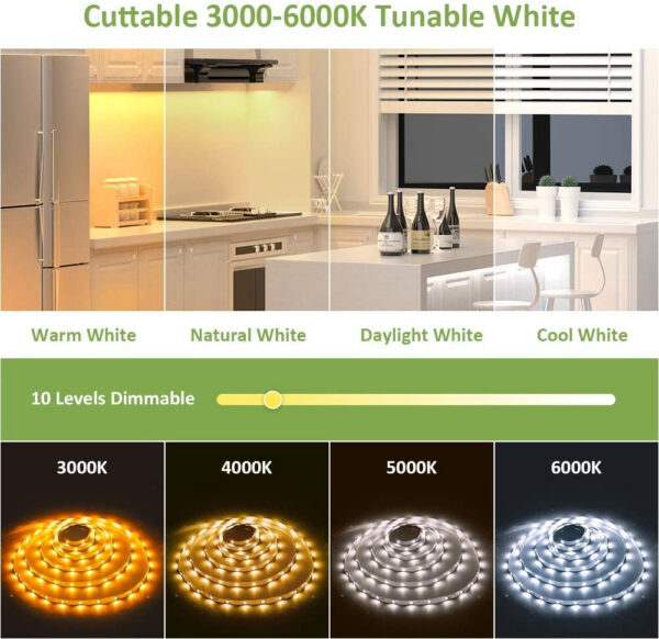 Banda LED Novostella 6m, 720 Leduri, Dimmer, Culoare lumina reglabila Alba -Galbena, 3000k - 6000K, Telecomanda - imagine 6