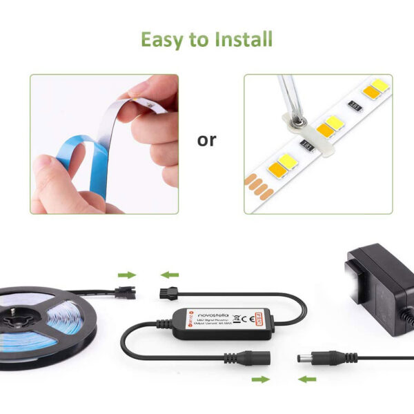 Banda LED Novostella 6m, 720 Leduri, Dimmer, Culoare lumina reglabila Alba -Galbena, 3000k - 6000K, Telecomanda - imagine 8