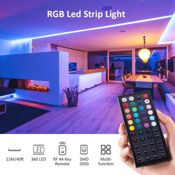 Banda LED RGB Novostela 12m, 360 Leduri, Telecomanda RF cu 44 butoane - imagine 2