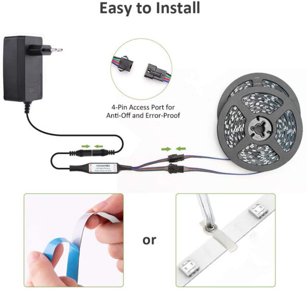 Banda LED RGB Novostela 12m, 360 Leduri, Telecomanda RF cu 44 butoane - imagine 5