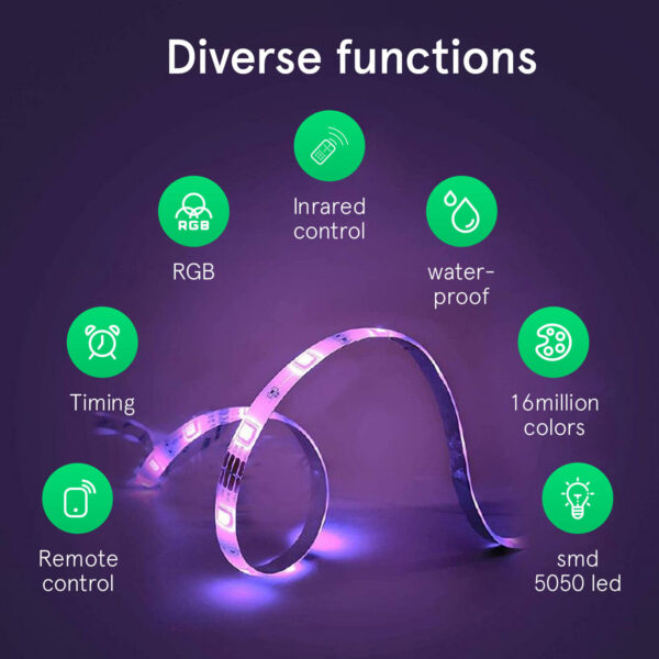 Banda LED Smart R Nous F2 WiFi, 10 metri, Control telecomanda si APP - imagine 8