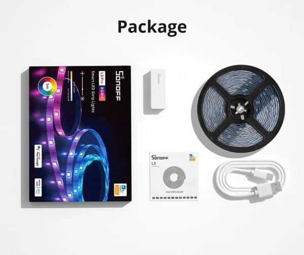 Banda LED Sonoff Wifi RGBIC L3-Pro, 5m, Smart, Bluetooth, Sincronizare Muzica, 30 LED/m, Alimentare USB - imagine 9