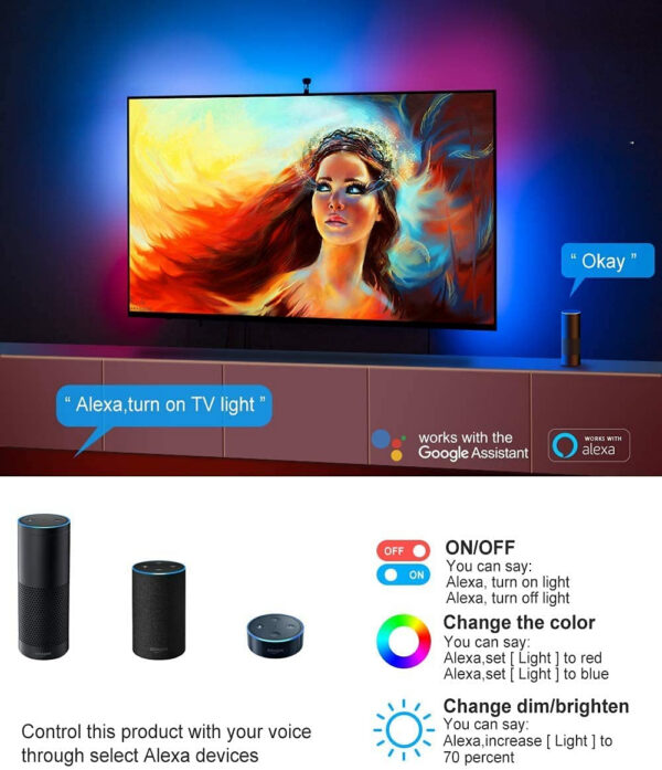 Banda LED TV Govee Immersion Wi-Fi TV RGBIC, Camera ColorSense 1080p HD, 3.8 m - imagine 7