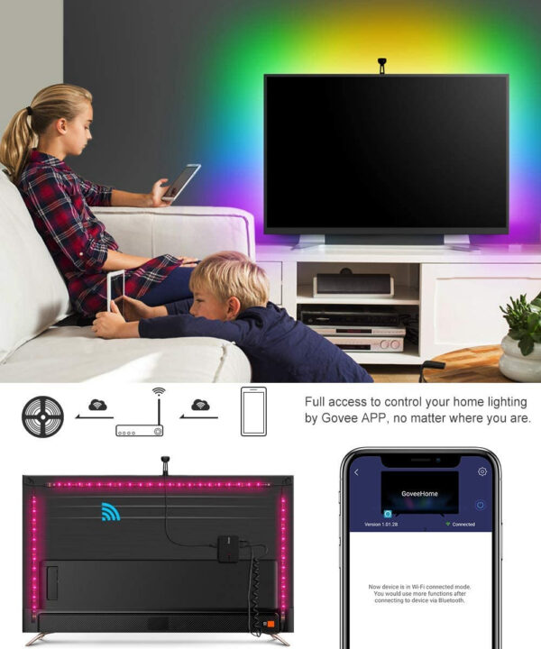 Banda LED TV Govee Immersion Wi-Fi TV RGBIC, Camera ColorSense 1080p HD, 3.8 m - imagine 13