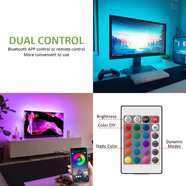 Banda LED TV RGB Ustellar, Smart, USB, Telecomanda, 2 m, LED 5050, 60 Leduri - imagine 4