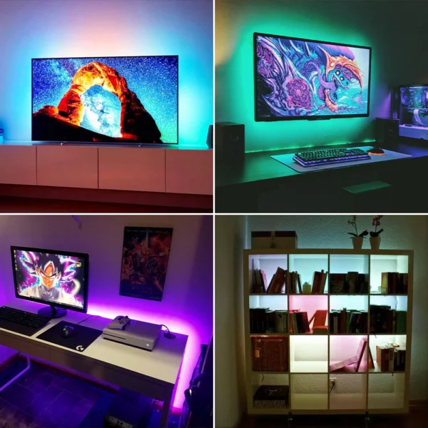 Banda LED TV RGB Ustellar, Smart, USB, Telecomanda, 2 m, LED 5050, 60 Leduri - imagine 7